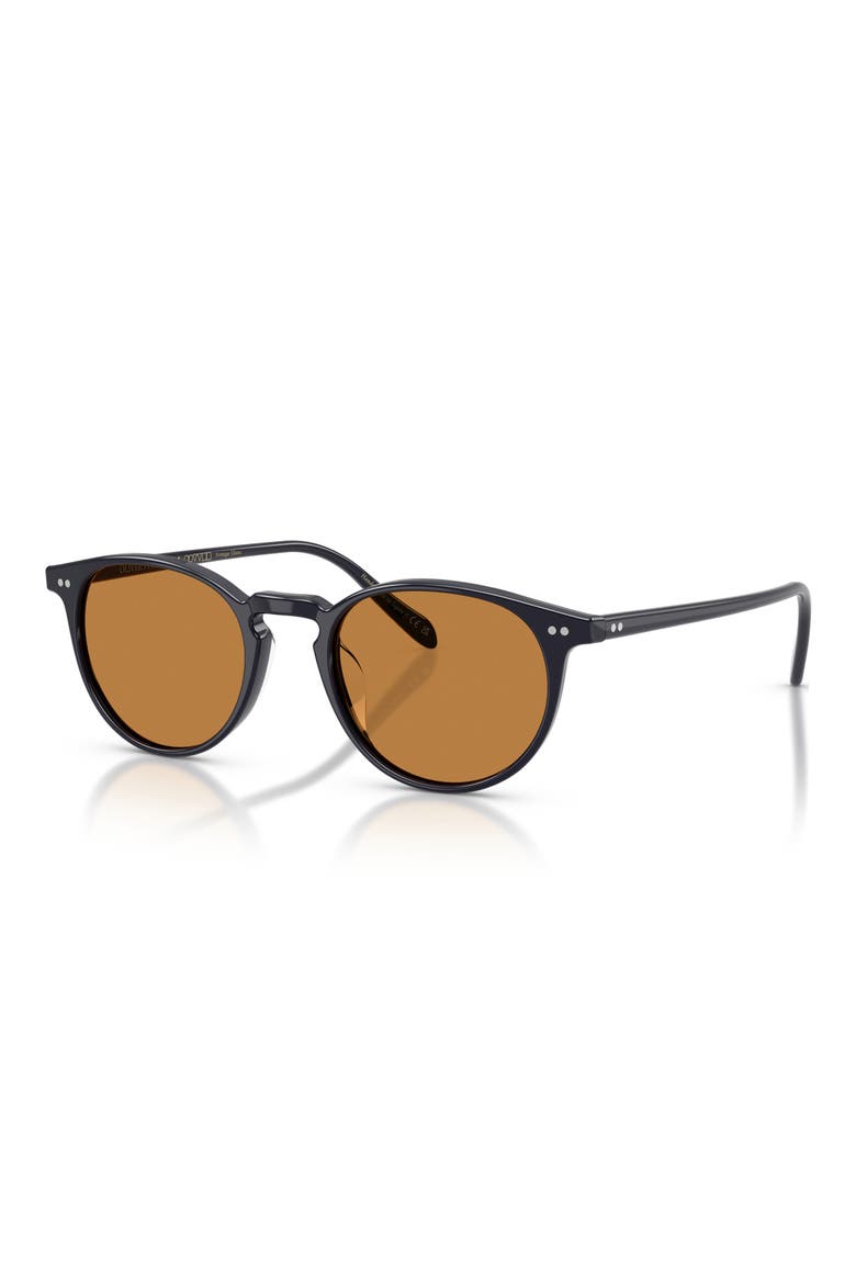 Riley 49mm Round Sunglasses, Alternate, color, HANADA INDIGO / COGNAC