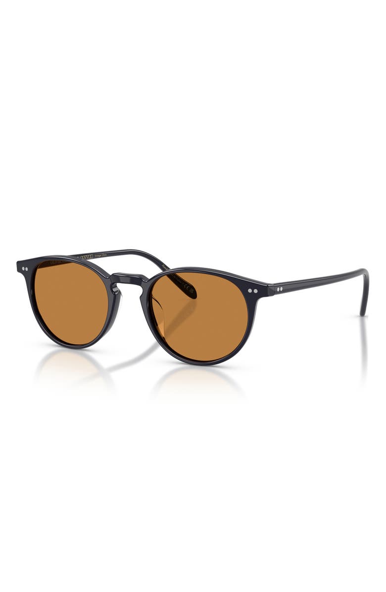 Oliver Peoples Riley 49mm Round Sunglasses, Alternate, color, Hanada Indigo / Cognac