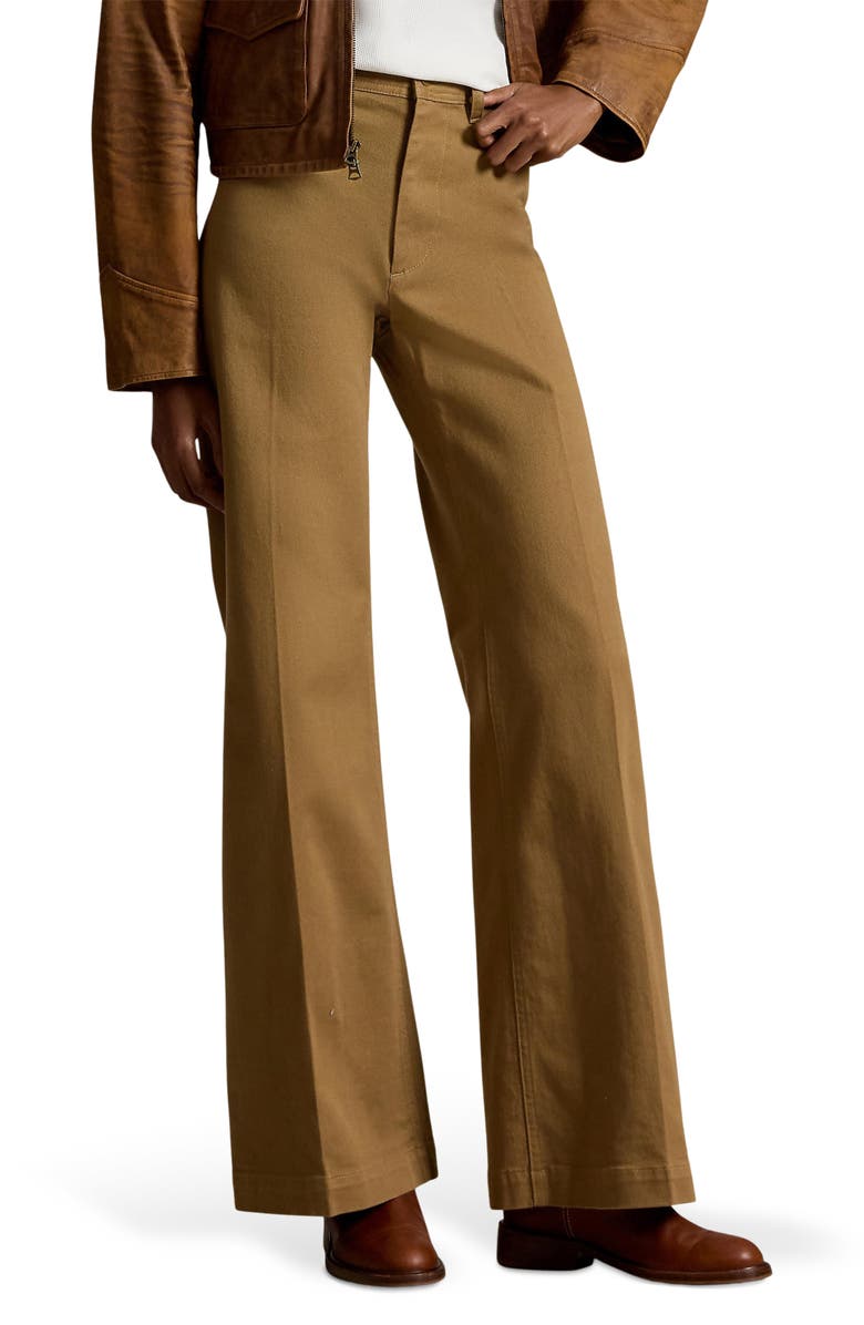 Polo Ralph Lauren Beaton High Waist Stretch Cotton Twill Pants, Main, color, Tan