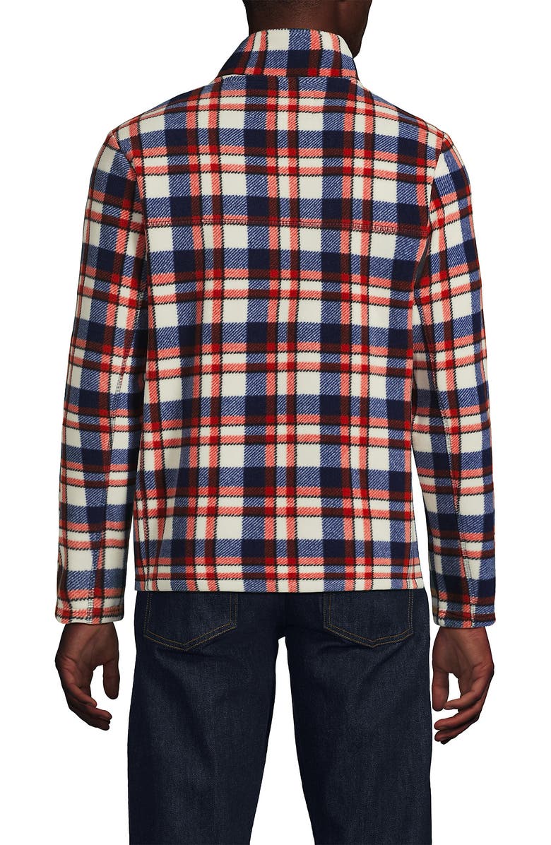 Lands
End Anyweather Fleece Quarter Zip Pullover, Alternate, color, Navy/Bourbon Plaid