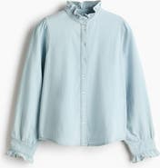 H&M Frill-trimmed Denim Blouse