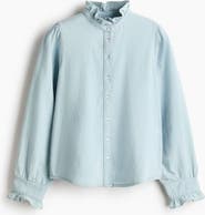 H&M Frill-trimmed Denim Blouse