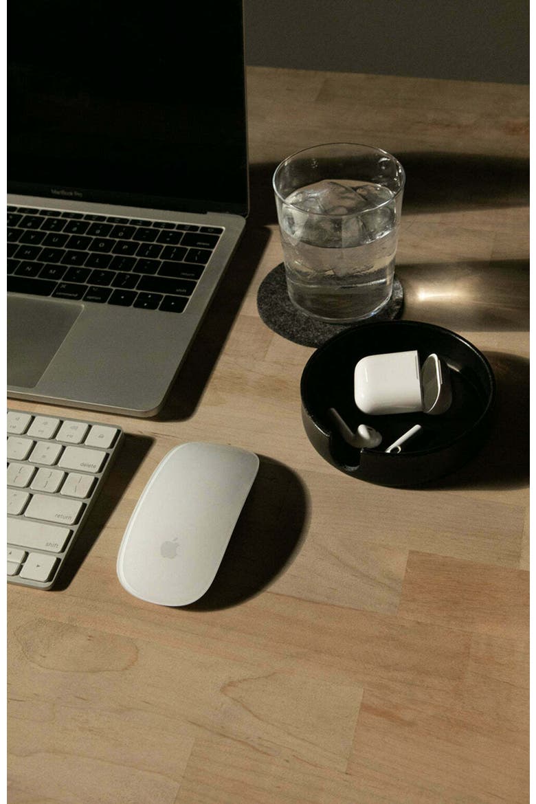 Kobon Leather Round Tray, Alternate, color, Black
