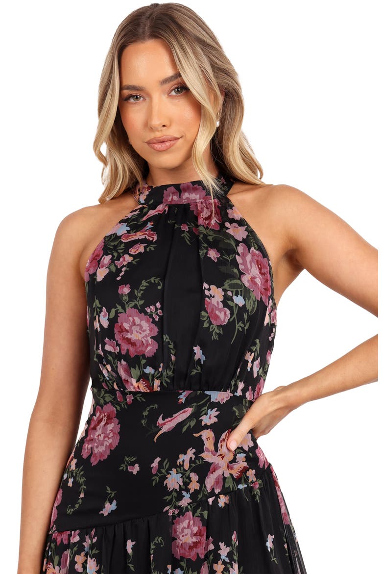 Eden Floral Halter Maxi Dress, Alternate, color, BLACK FLORAL