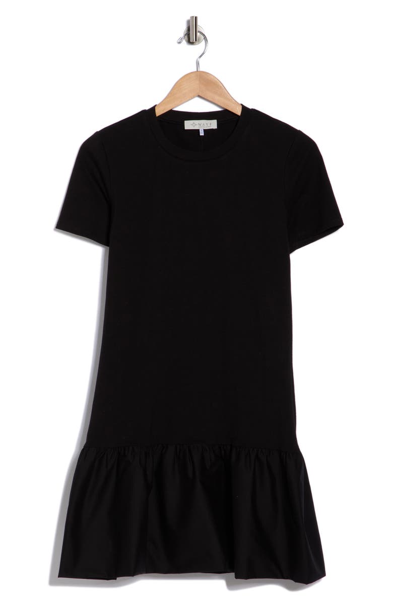 WAYF Short Sleeve Minidress, Main, color, Black