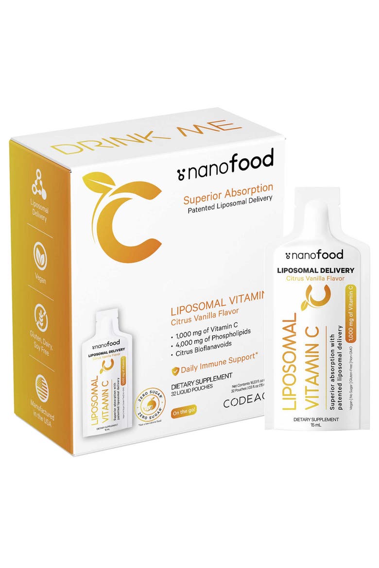 Nanofood Liposomal Vitamin C + E Liquid Supplement, Main, color, White