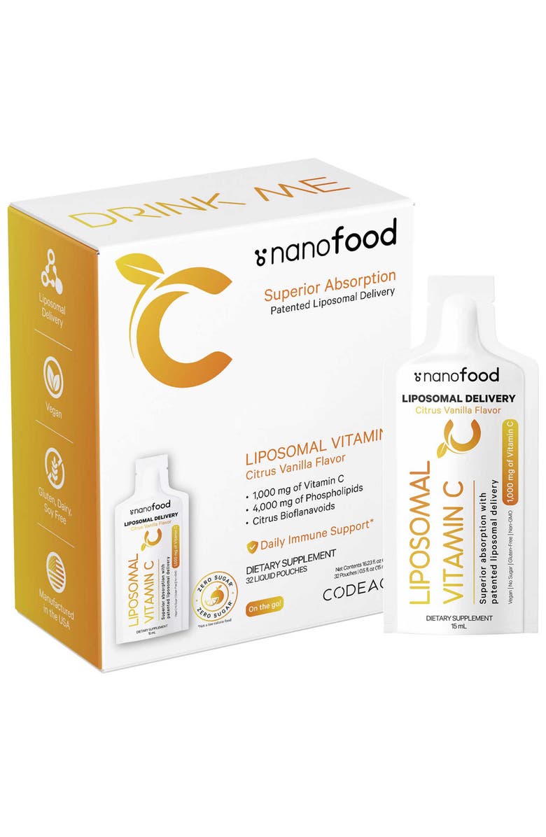 Codeage Nanofood Liposomal Vitamin C + E Liquid Supplement, Main, color, 