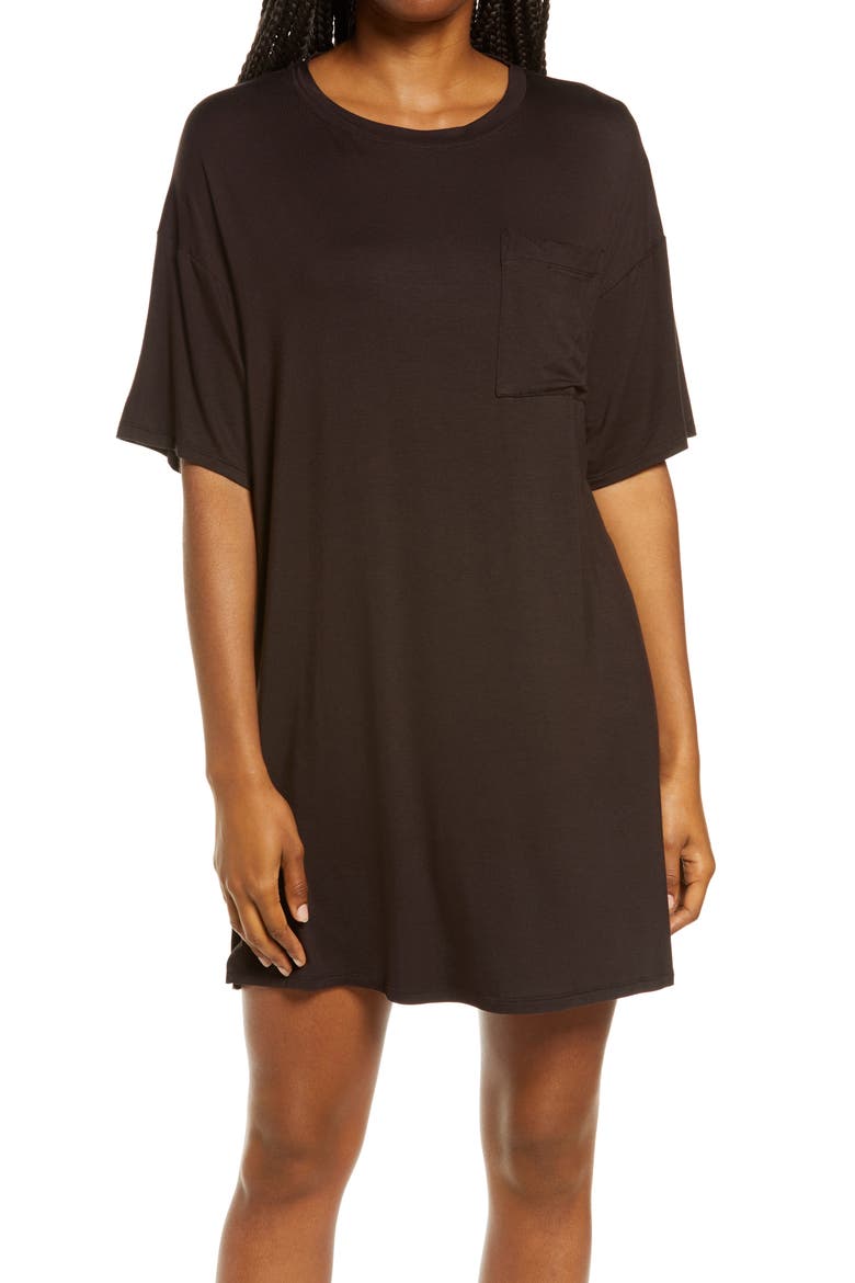 Jersey Sleep Shirt, Main, color, BLACK