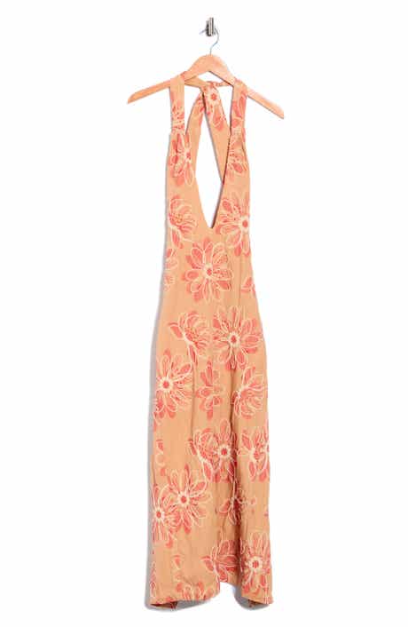 Ramy Brook Aiden Floral Embroidered Halter Neck Midi Dress