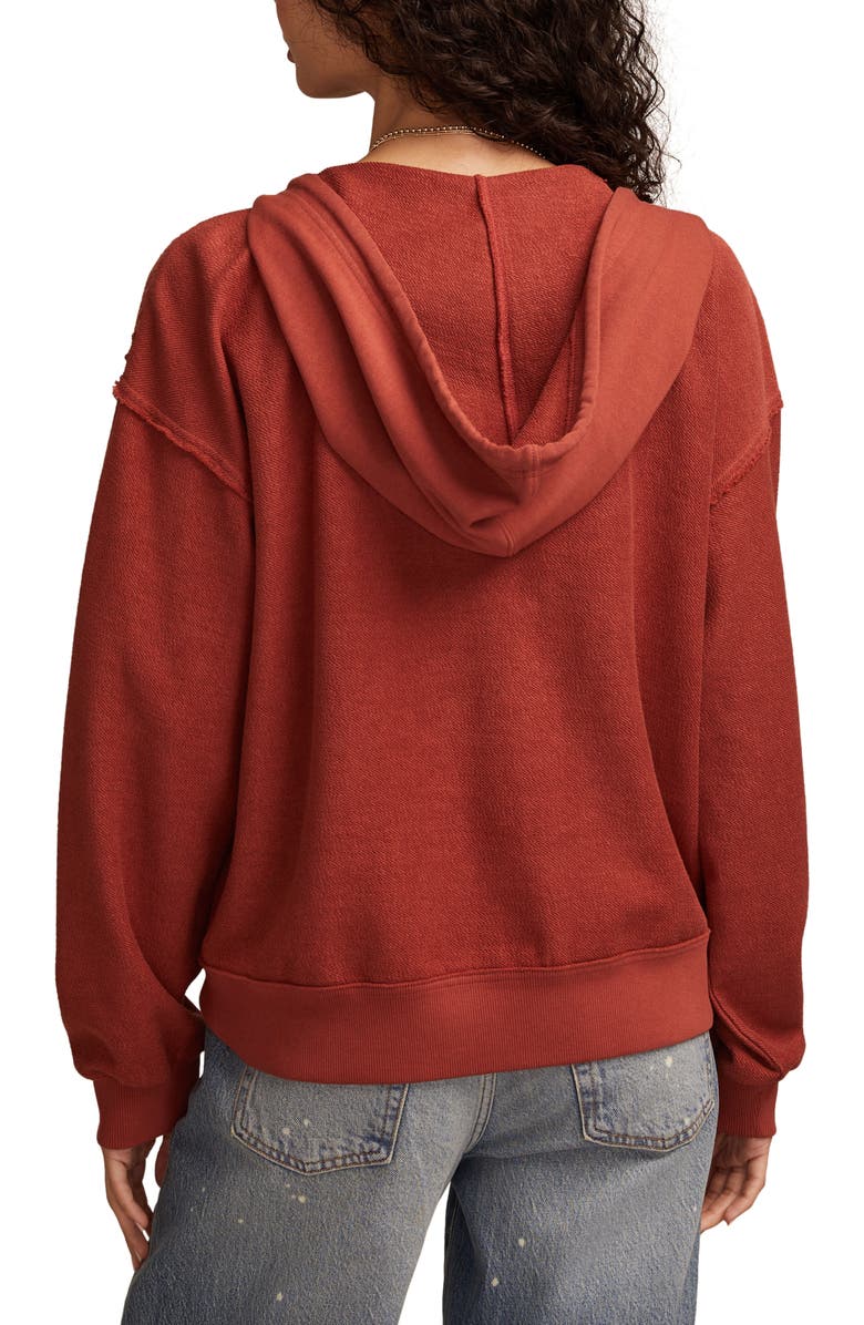 Lucky Brand Lace Baja Cotton Hoodie, Alternate, color, Mahogany