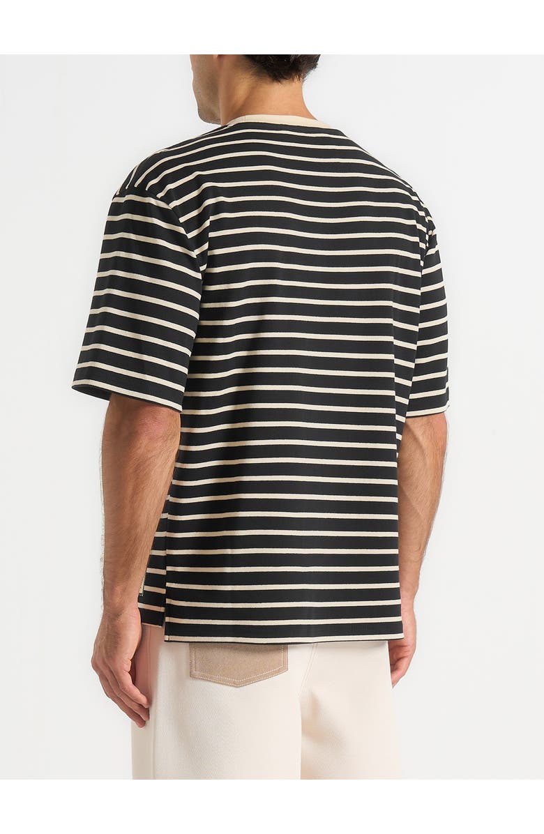 Manière De Voir Riley Unisex Striped Relaxed Fit Cotton T-Shirt, Alternate, color, Black/Cream