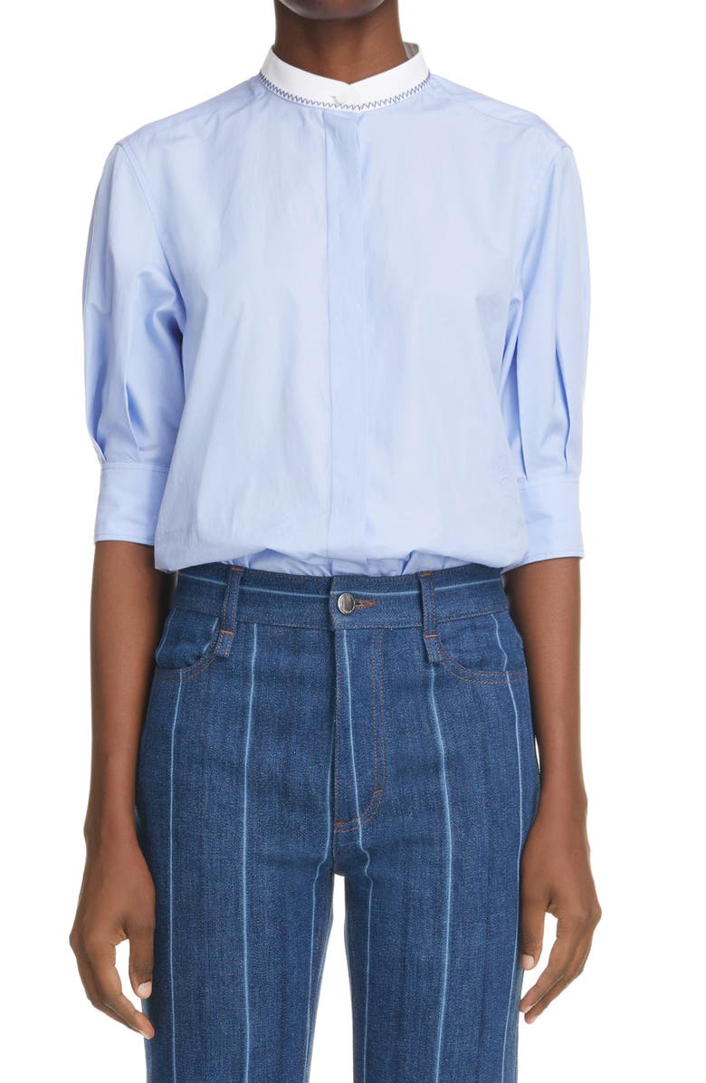 Chloé Puff Sleeve Poplin Blouse, Main, color, 