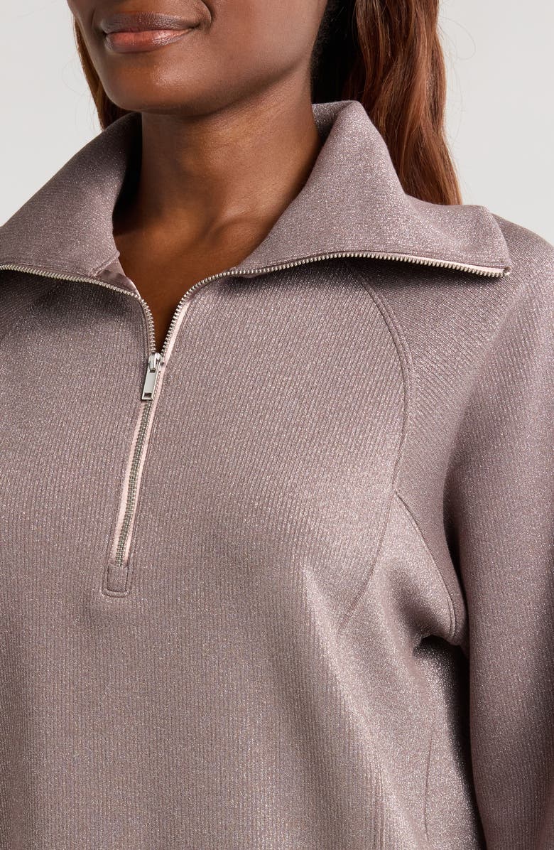 SPANX<sup>®</sup> AirEssentials Shine Half Zip Sweatshirt, Alternate, color, Smoke Silver