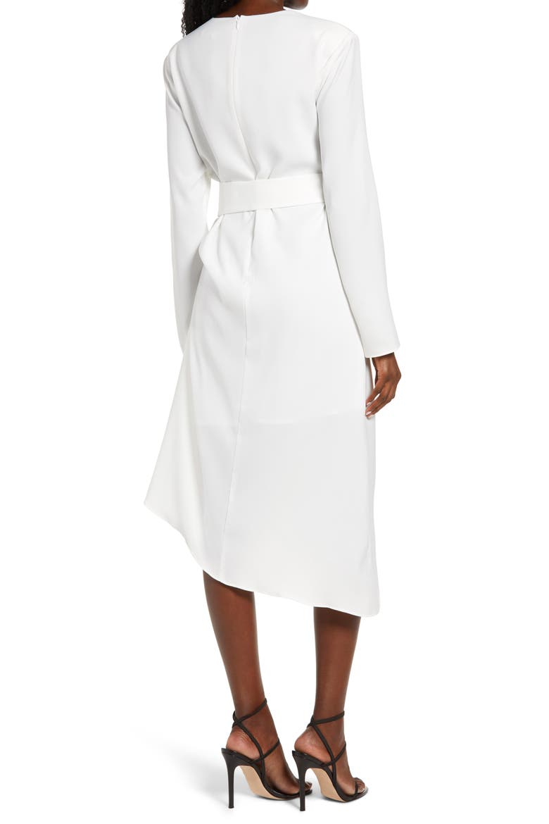 Long Sleeve Asymmetrical Dress, Alternate, color, WHITE