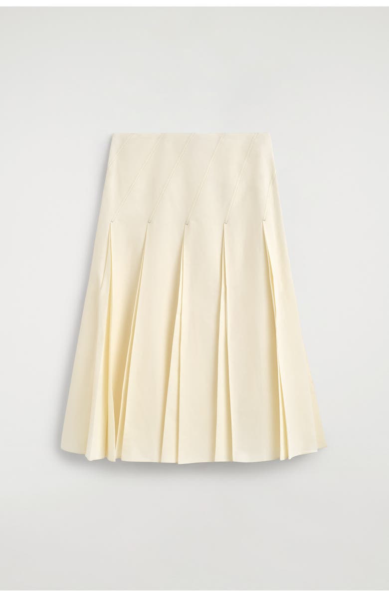 COS Pleated Cotton-linen Midi Skirt, Alternate, color, Ivory