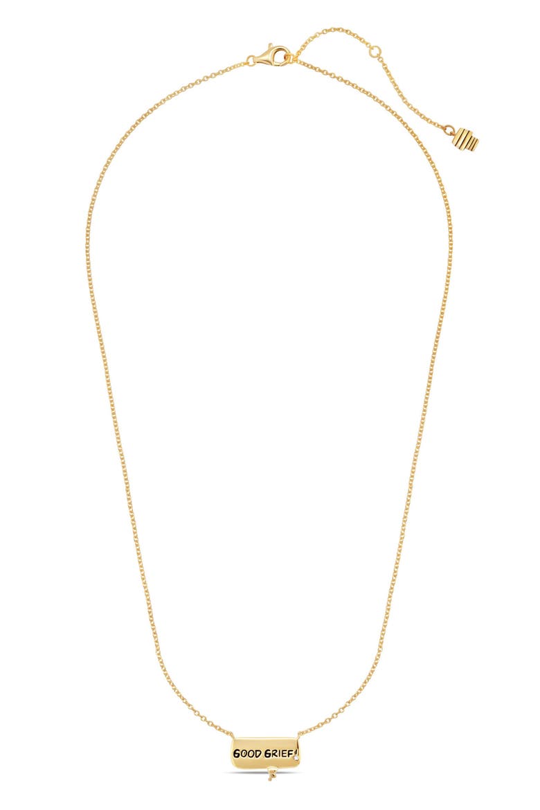 x Peanuts® GOOD GRIEF! Thought Bubble Pendant Necklace, Alternate, color, 18KT YELLOW GOLD / CLEAR STONE
