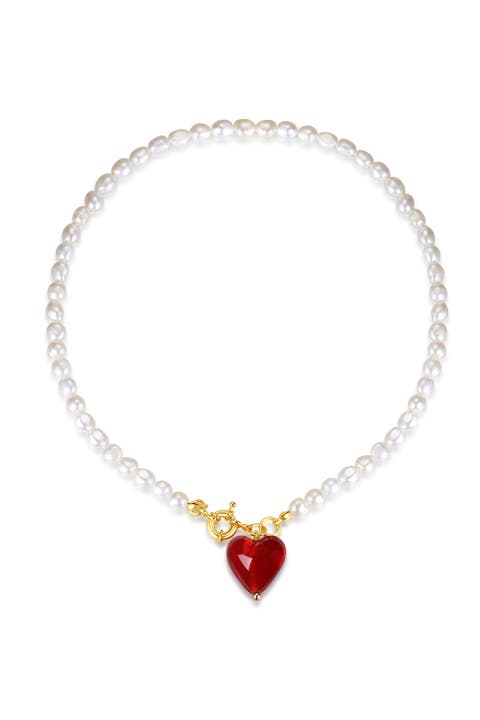 Esmée Glaze Heart Pendant Baroque Pearl Necklace