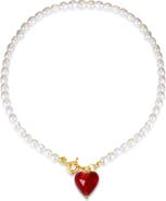 Classicharms Esmée Peacock Green Murano Heart Pendant Pearl Necklace