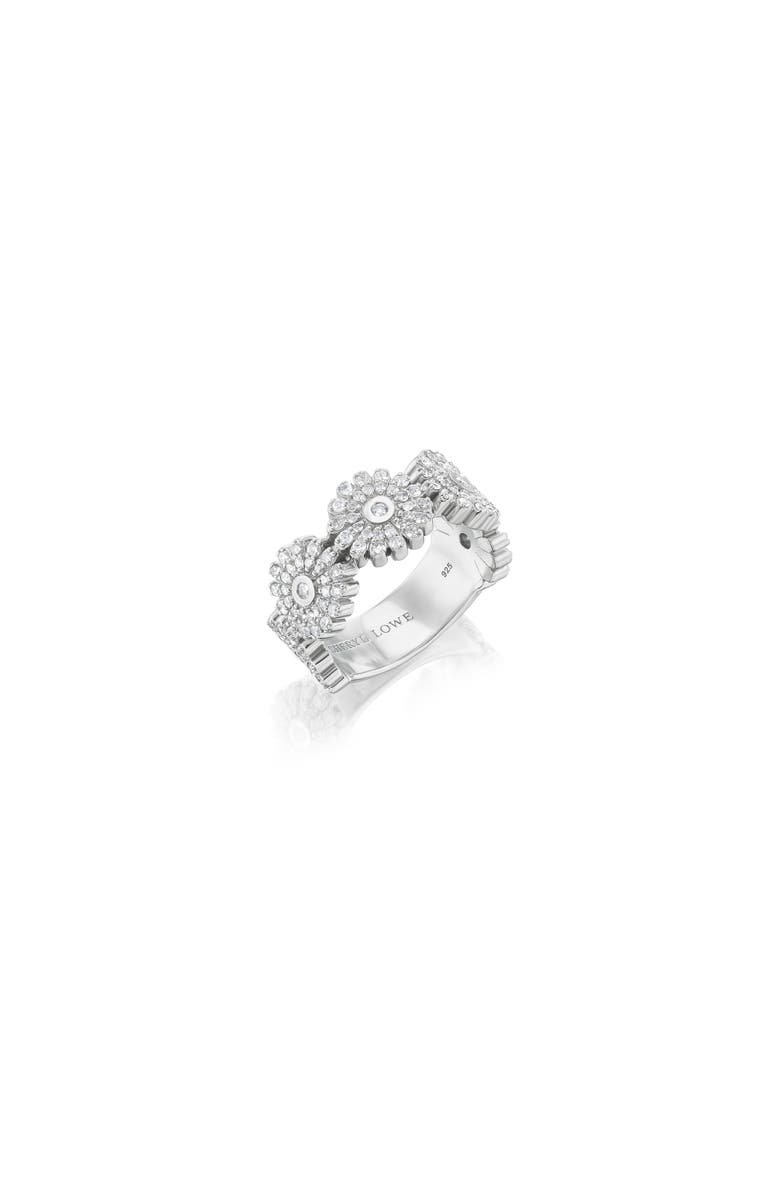Sheryl Lowe Diamond Daisy Band Ring, Main, color, Sterling Silver