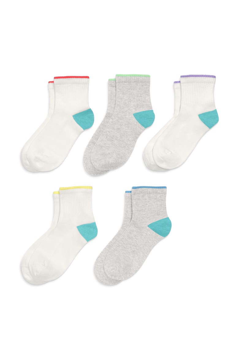 Kids Rainbow Quarter Sock 5-Pack, Main, color, Primary Rainbow Mix