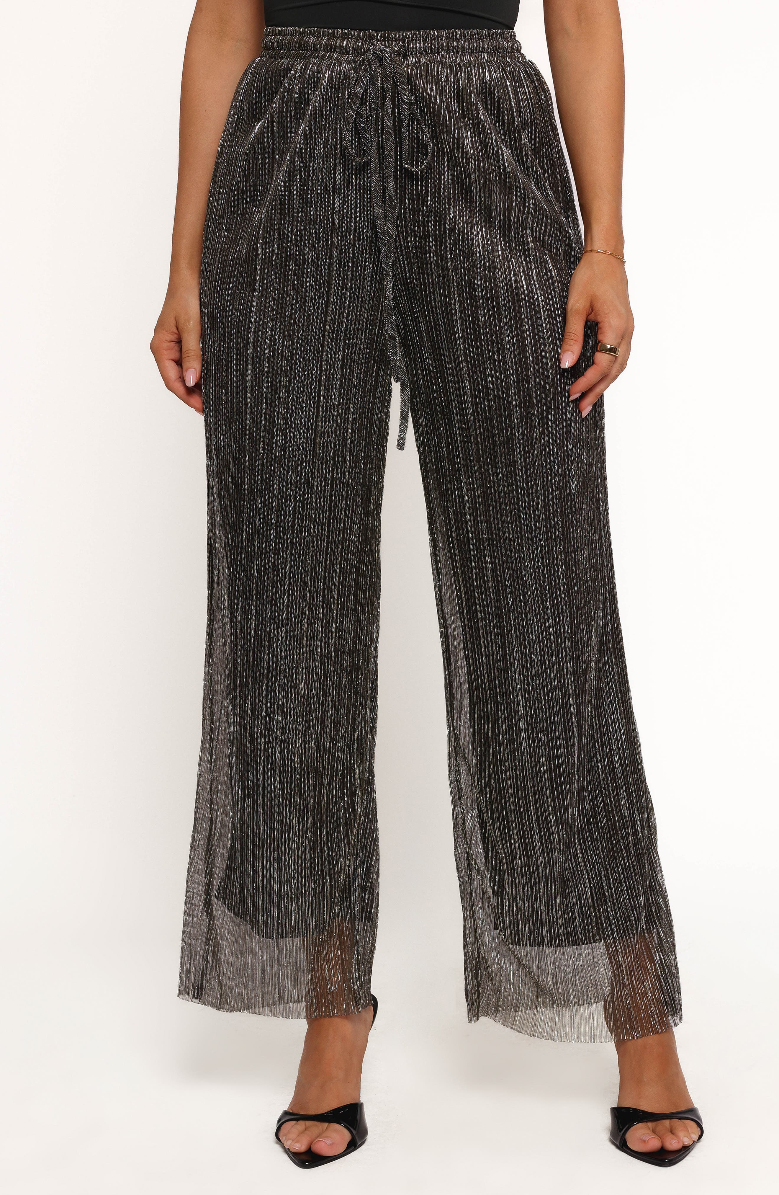 Petal & Pup Nila Semisheer Metallic High Waist Wide Leg Pants