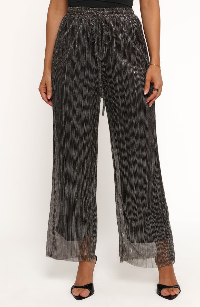 Petal & Pup Nila Semisheer Metallic High Waist Wide Leg Pants, Main, color, Black Gold