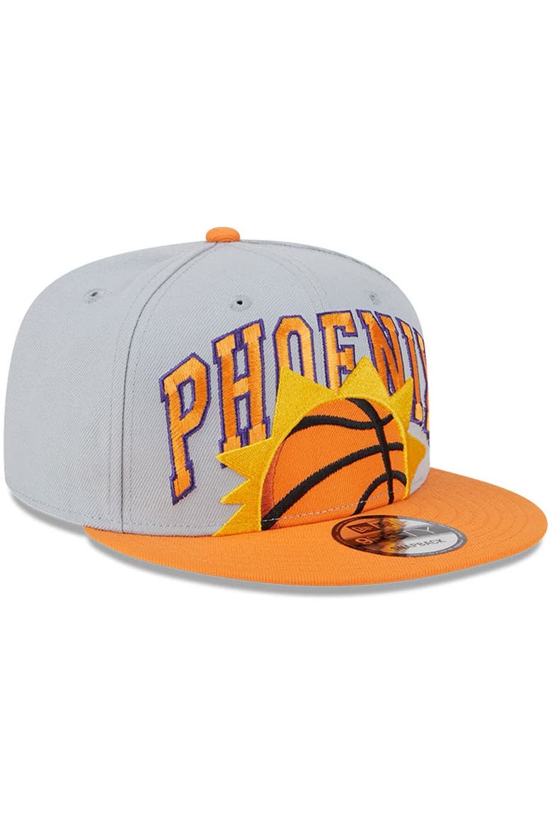 Men's New Era Gray/Orange Phoenix Suns Tip-Off Two-Tone 9FIFTY Snapback Hat, Alternate, color, Gray