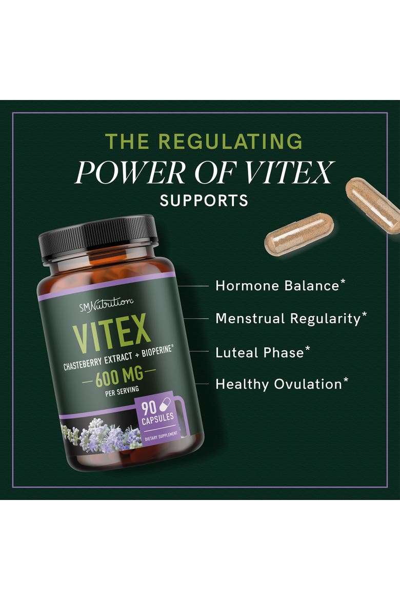 Vitex 600mg PMS & Hormone Support Capsules, 90ct, Alternate, color, No Color