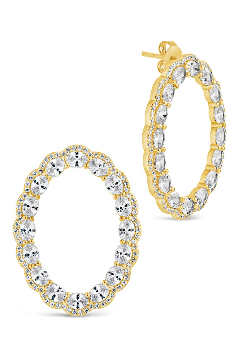 Rosario CZ Front Hoop Earrings, Alternate, color, GOLD