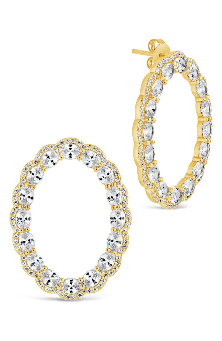 Sterling Forever Rosario CZ Front Hoop Earrings, Alternate, color, Gold