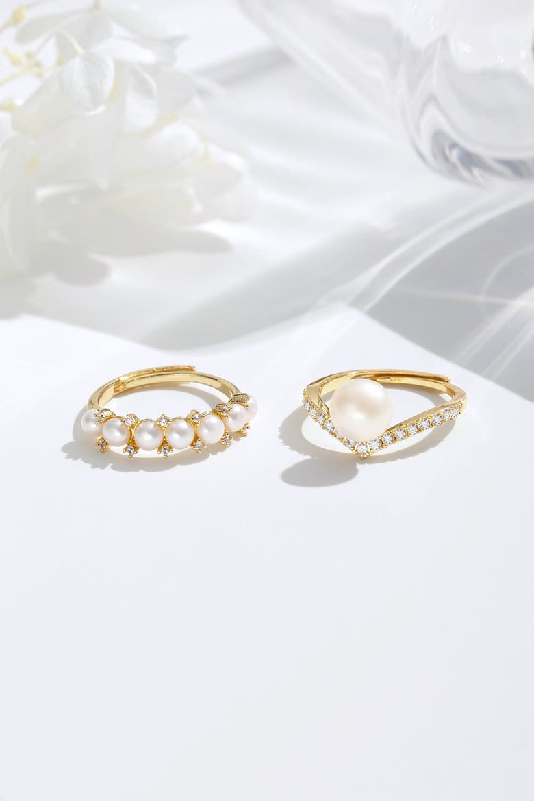 Freshwater Pearl Stackable Ring Set, Alternate, color, Gold
