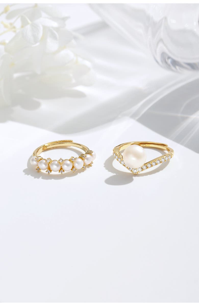 Classicharms Freshwater Pearl Stackable Ring Set, Alternate, color, Gold