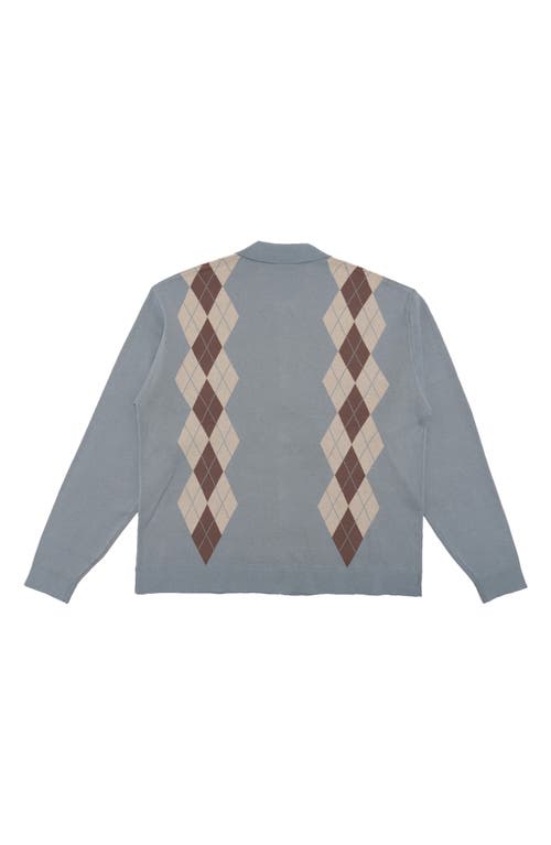 Students Argyle Jacquard Cotton Zip-up Cardigan In Gray