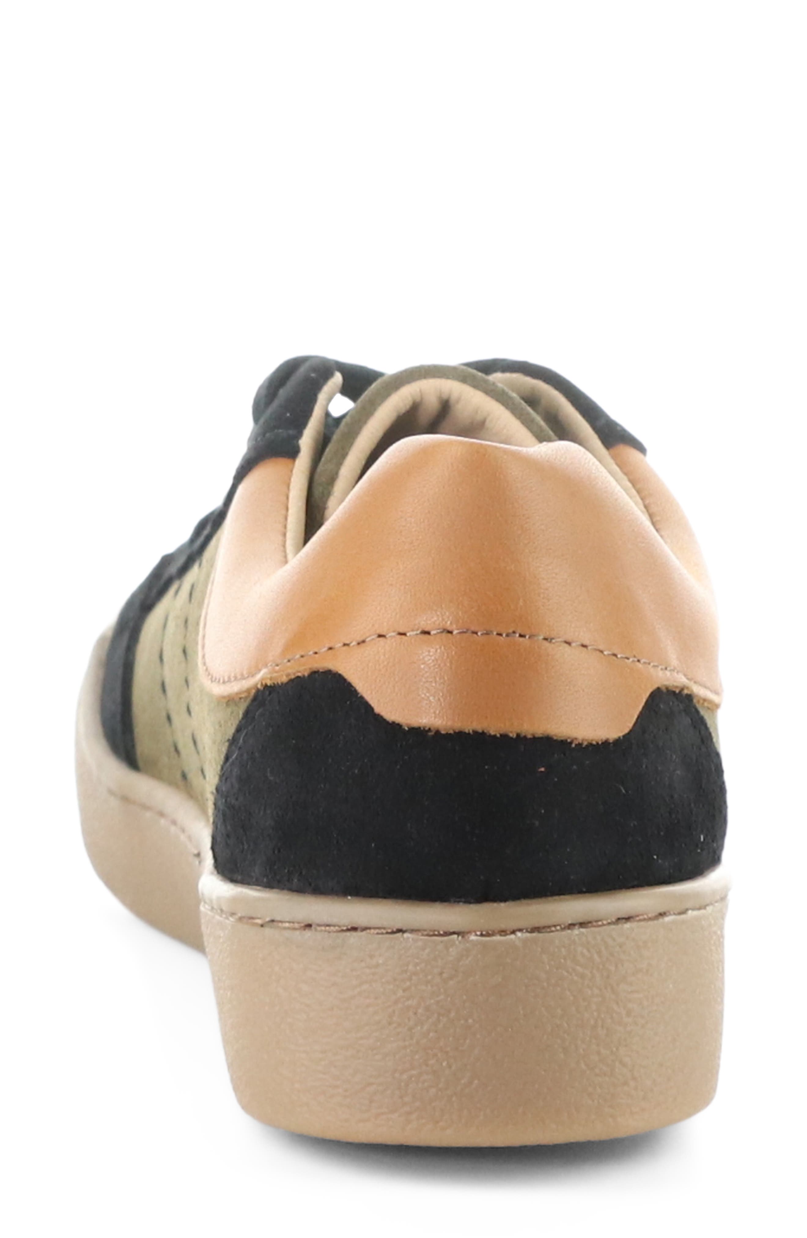 Bos. & Co. Missy Low Top Sneaker, Alternate, color, Black/ Olive Suede/ Patent