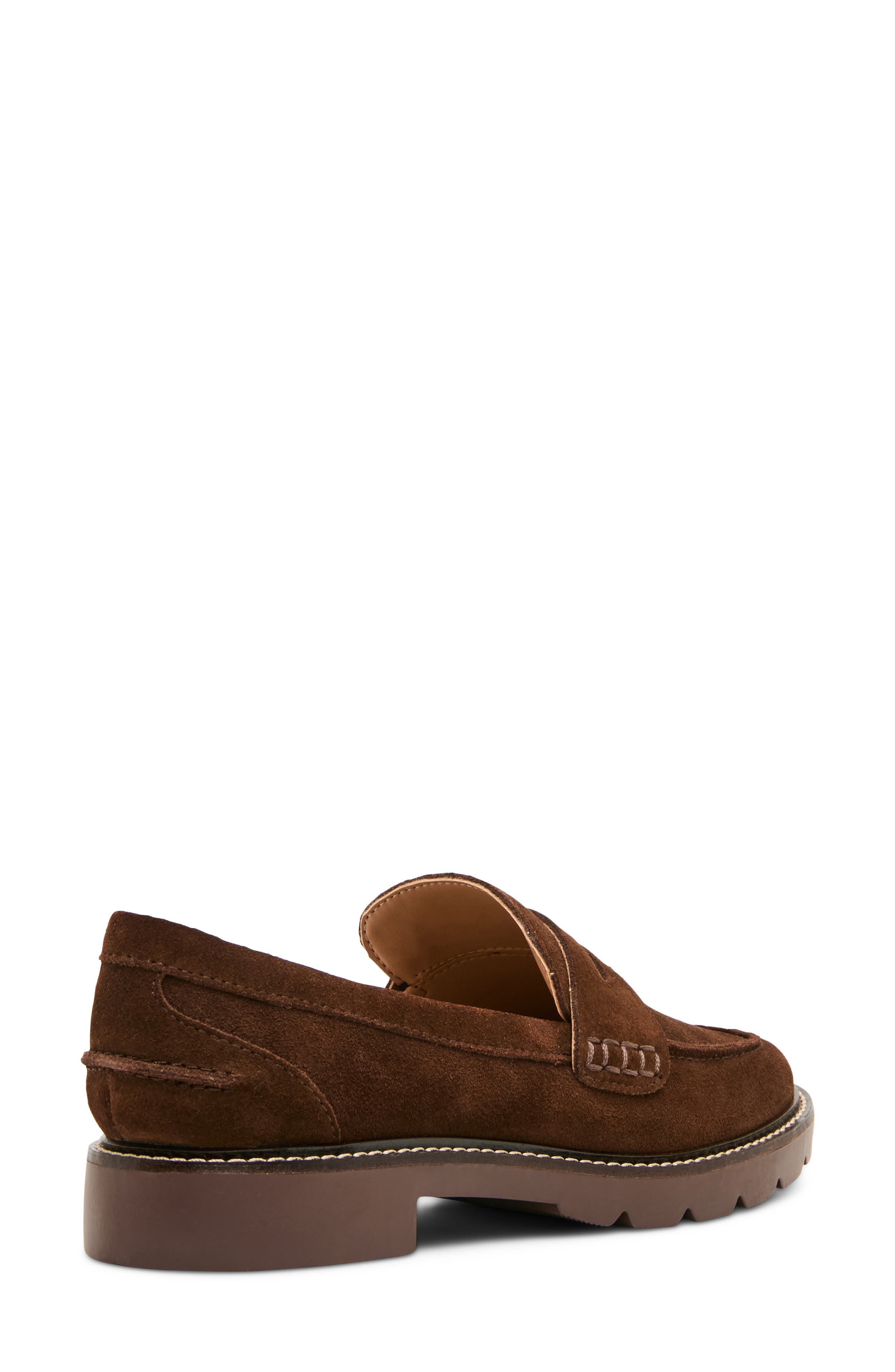 Waterproof Penny Loafer, Alternate, color, CHOCOLATE SUEDE