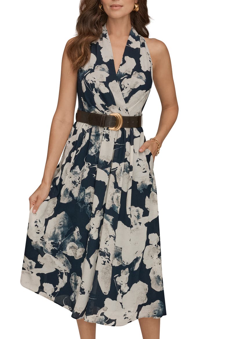 Belted Midi Dress, Alternate, color, NIGHTFALL MULTI