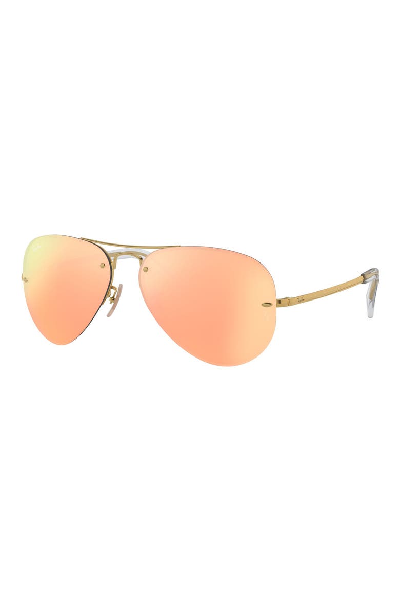 59mm Semi Rimless Aviator Sunglasses, Alternate, color, BROWN PINK