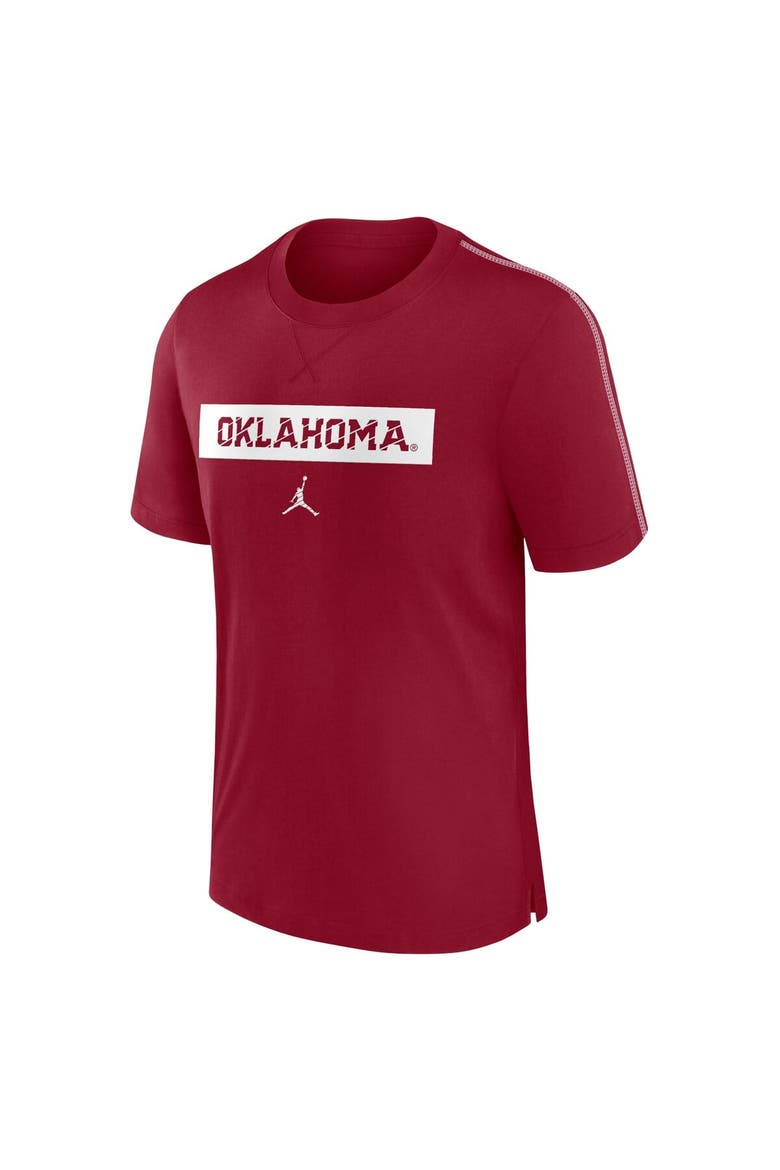 Men's Jordan Brand Crimson Oklahoma Sooners 2024 Sideline Player Performance Tri-Blend T-Shirt, Alternate, color, Crimson