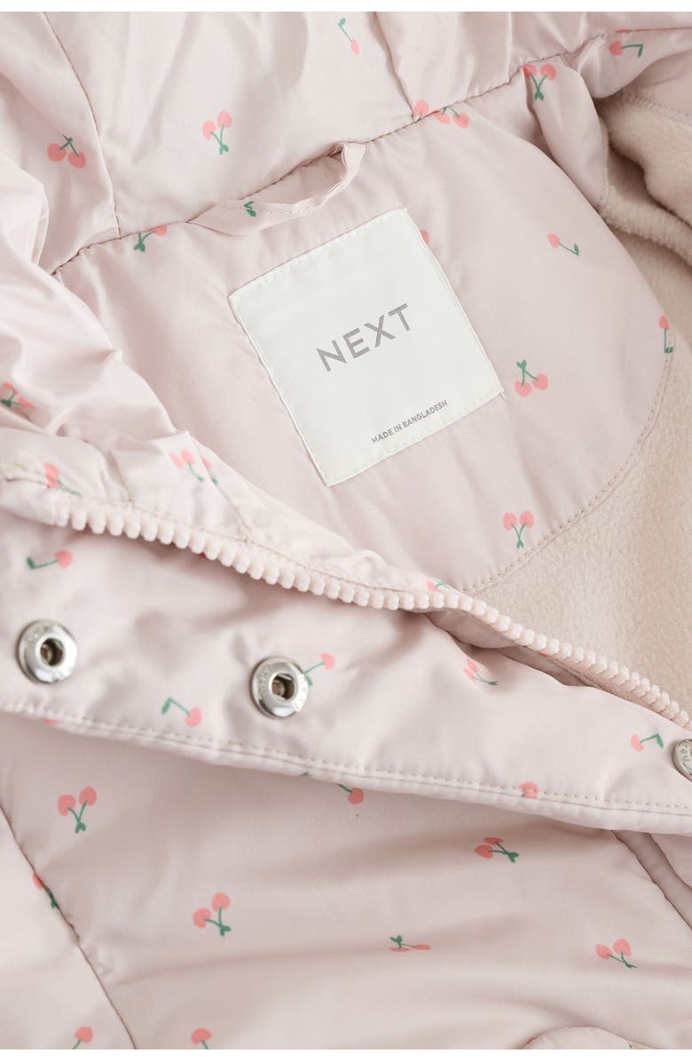 NEXT Kids' Water Resistant Ditsy Hooded Puffer Jacket, Alternate, color, Neutral