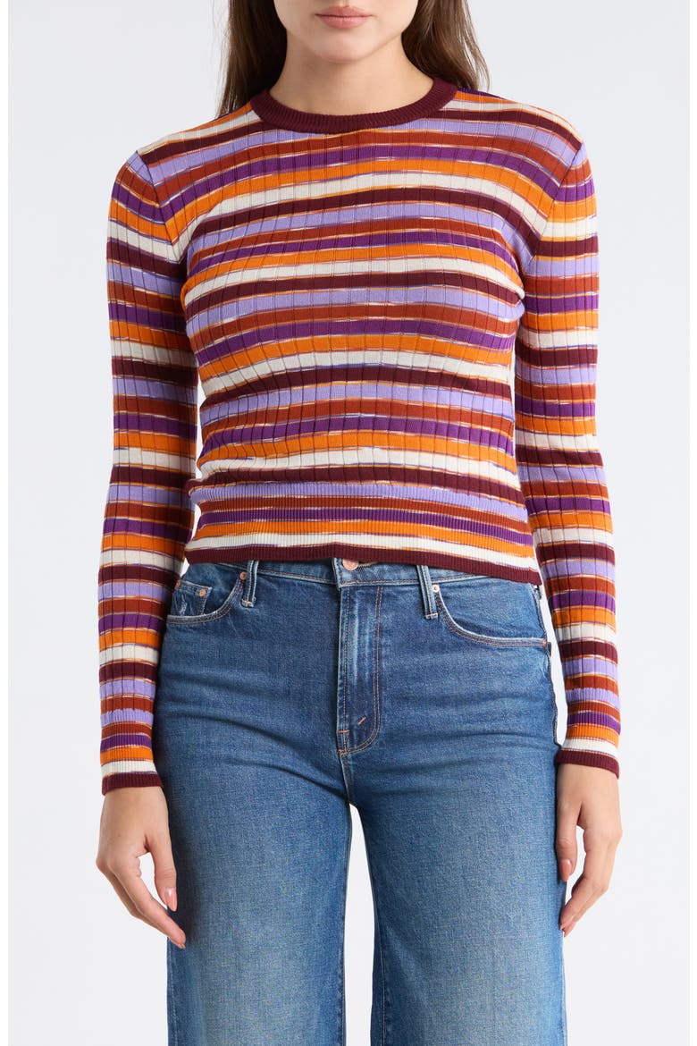 Slim Stripe Sweater, Main, color, ORANGE PINK BROWN WHITE STRIPE