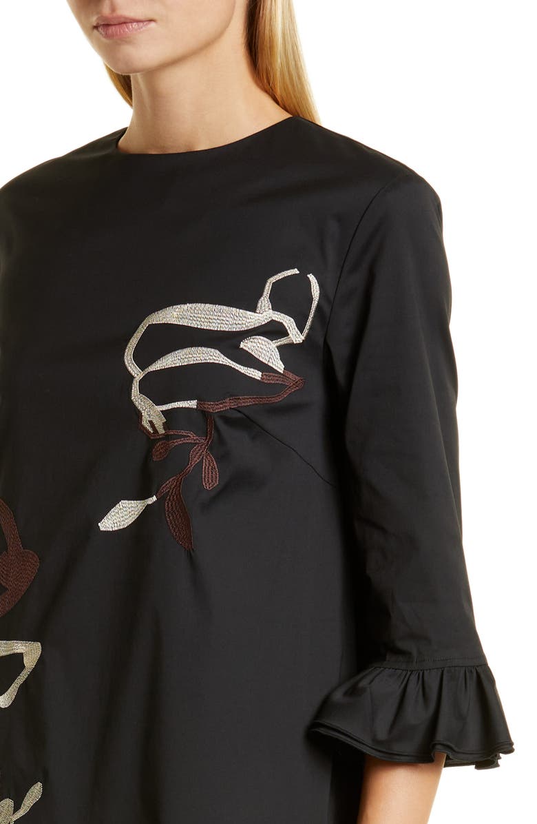 Misook Floral Embroidered Midi Dress, Alternate, color, 