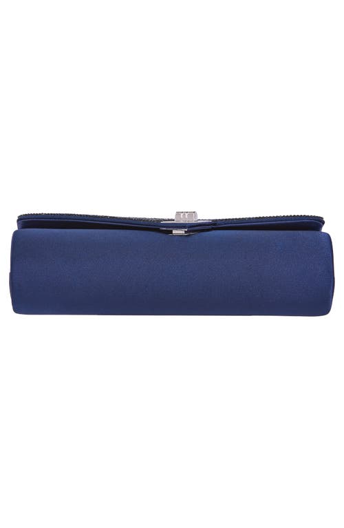 Lady Couture Chic Rhinestone & Satin Envelope Clutch In Navy