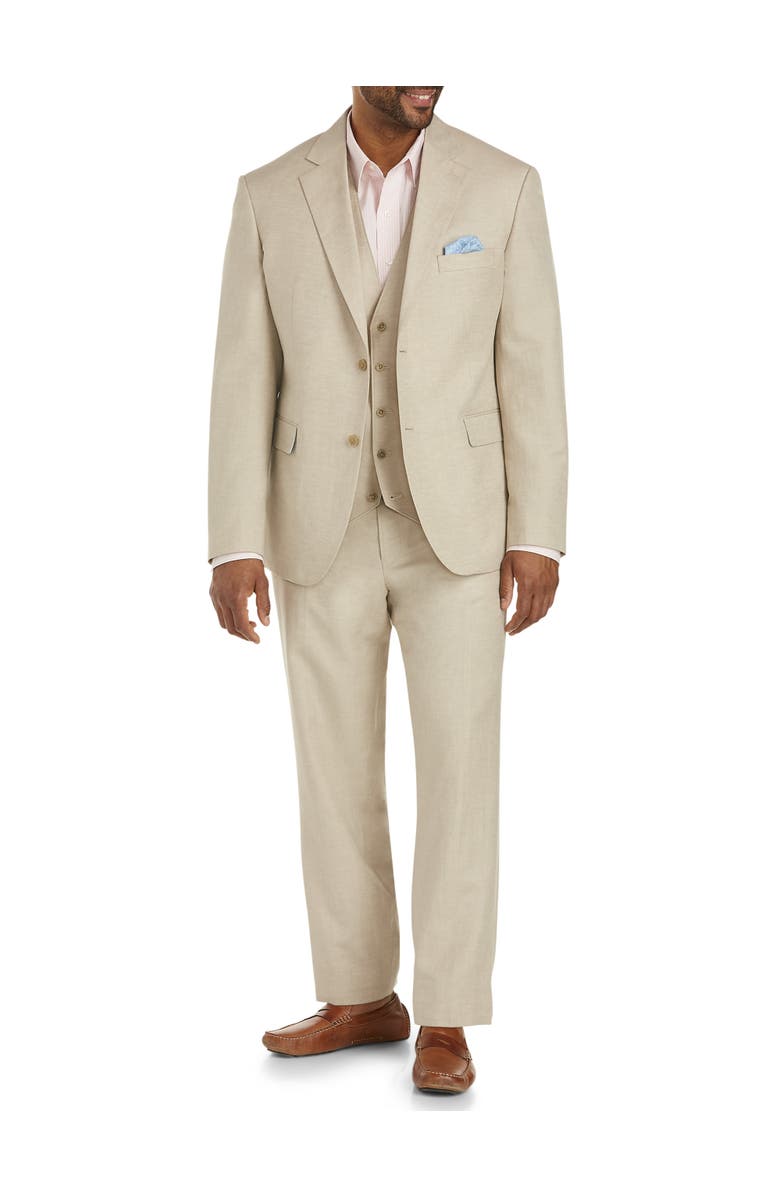 Oak Hill by DXL Jacket-Relaxer Linen-Blend Suit Jacket, Alternate, color, Flax