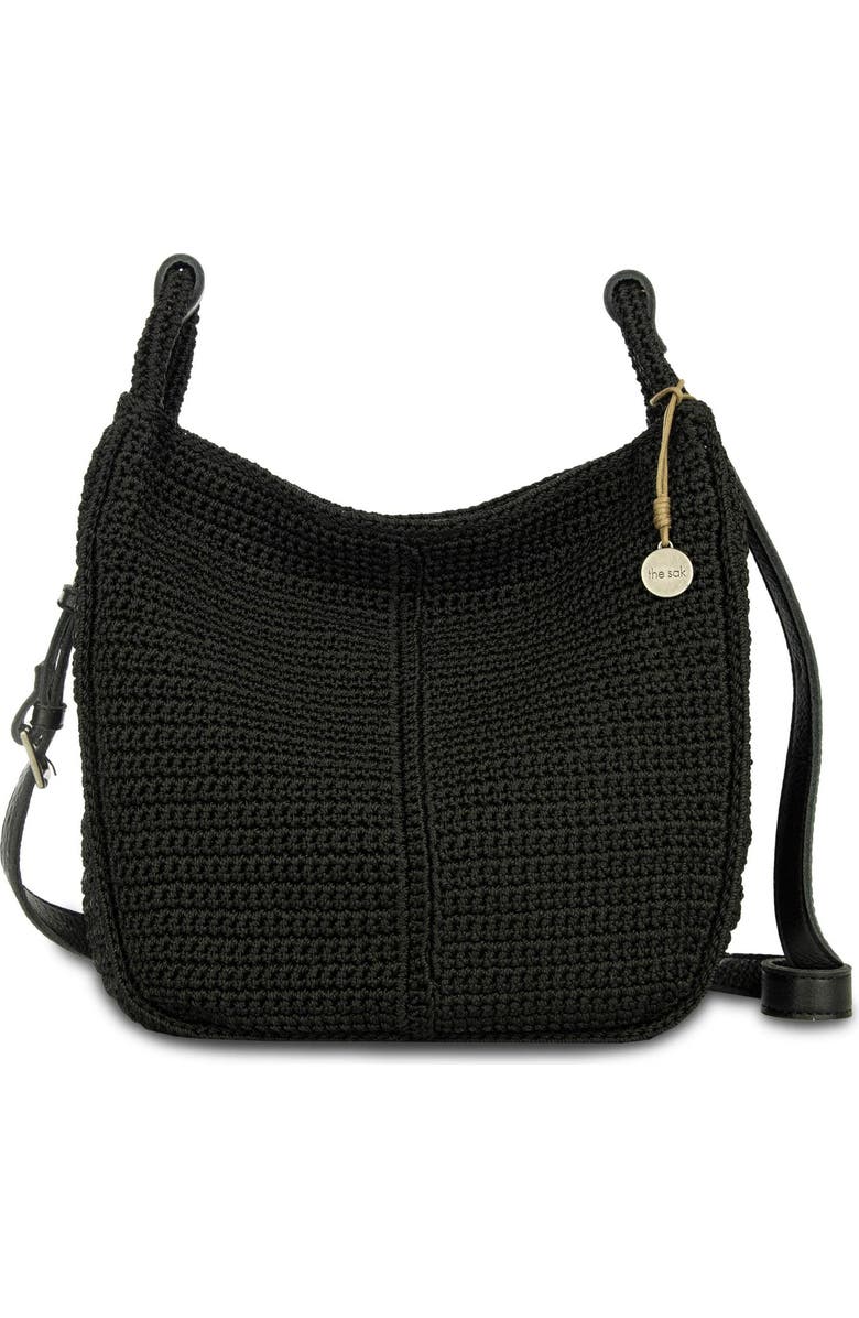The Sak Los Feliz Crossbody Leather Bag, Main, color, Black Crochet