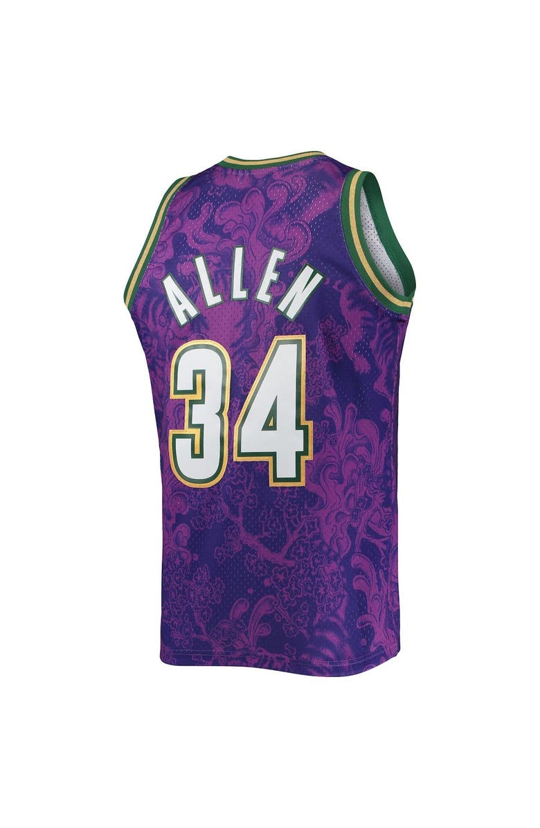 Mitchell & Ness Men's Mitchell & Ness Ray Allen Purple Milwaukee Bucks Hardwood Classics 2000/01 Lunar New Year Swingman Jersey, Alternate, color,