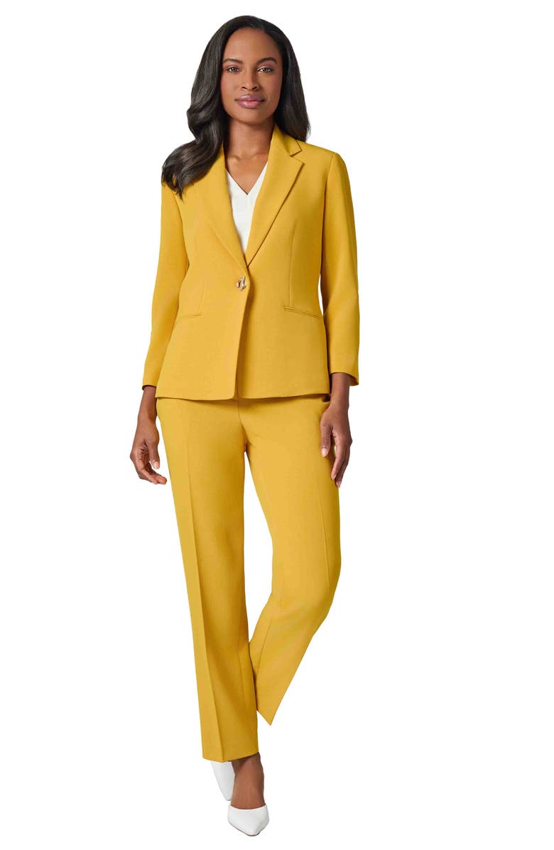 KASPER Eyelet One-Button Blazer, Alternate, color, Butterscotch