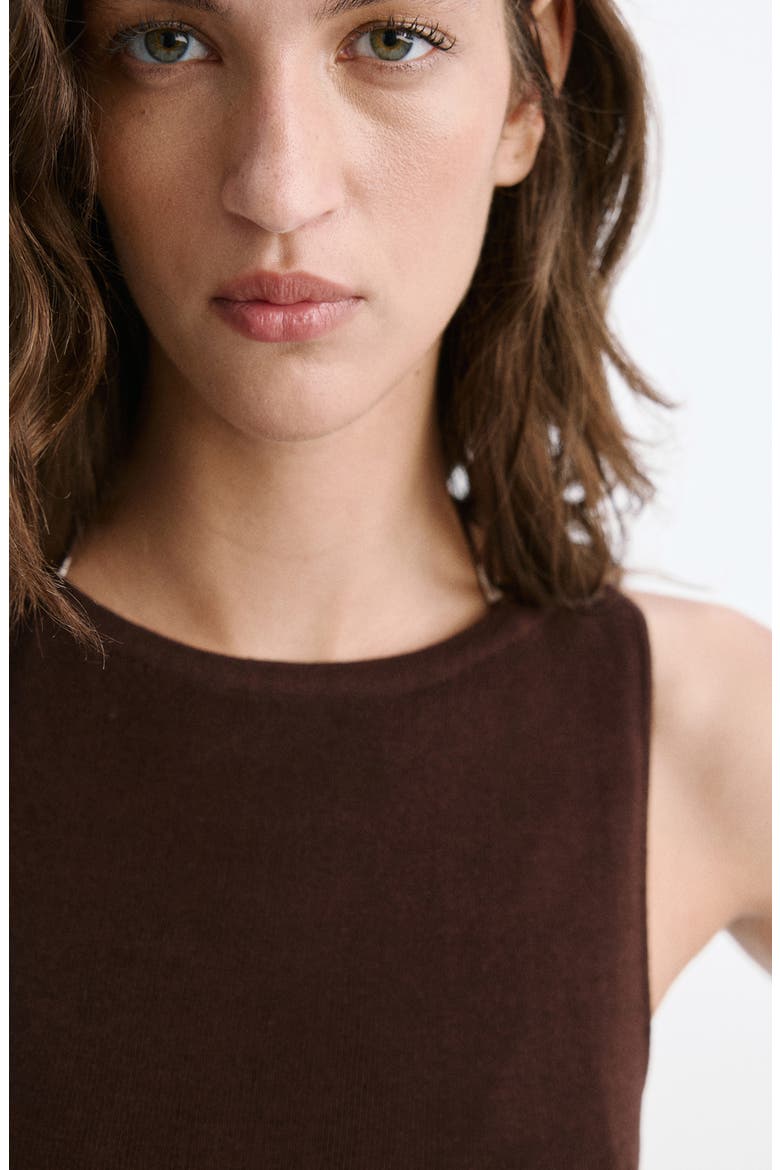 Fine-Knit Boat Neck Top, Alternate, color, BROWN