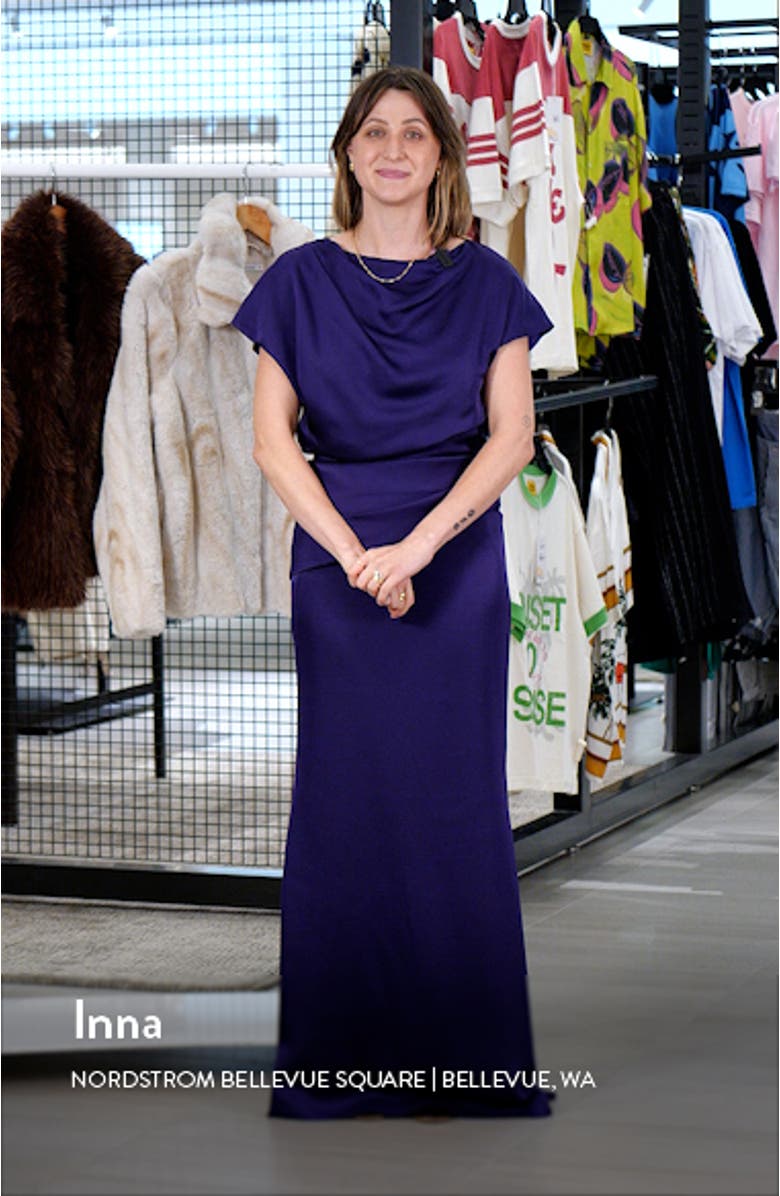 Lissandra Satin Pencil Gown, sales video thumbnail