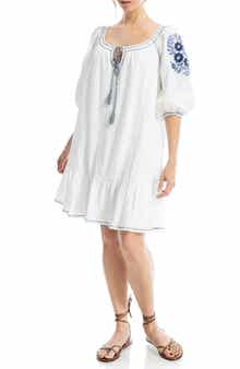MAX STUDIO Puff Sleeve Embroidered Shift Dress