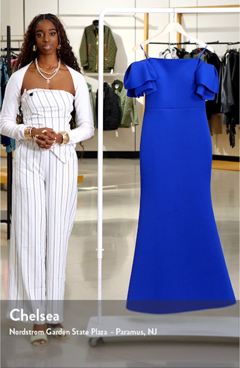 Ruffle Sleeve Off the Shoulder Mermaid Gown, sales video thumbnail